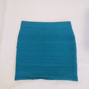 Teal High Waisted Elastic Mini Skirt